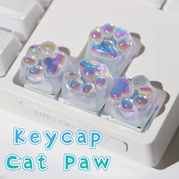 Игры Колпачок для клавиш с подсветкой Лазерная кошачья лапа DIY с подсветкой RGB WASD Стрелка ESC Ключ Персонализированный полупрозрачный мультяшный колпачок для ключей Вишневый MX Ось