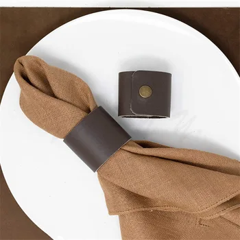  Пряжка для салфеток из искусственной кожи, Портативный зажим для салфеток, Принадлежности для гостиничного стола, Европейский стиль, 10 шт.