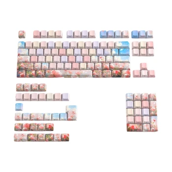 2022 Новые колпачки клавиш Double Shot DyeSublimation Color Rose для девочек Механическая клавиатура