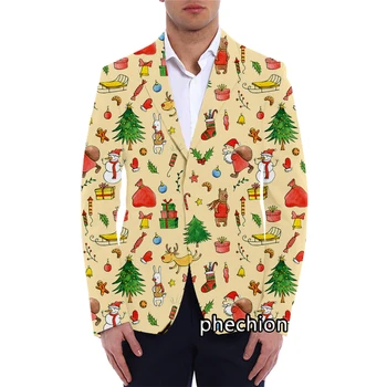 phechion Новая мода Мужская рождественская модель Блейзер 3D-печатный пиджак Повседневная куртка Пальто Оверсайз Уличная одежда K01