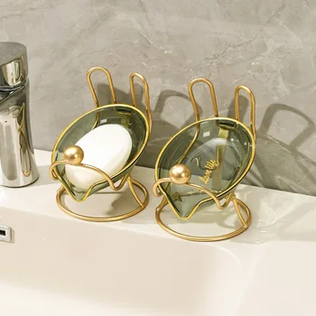 Пластиковый металлический держатель для мыла Поддон для ванны в стиле кролика Зеленое золото Мыльница Креативная форма кролика Кусковое мыло Аксессуары для ванной комнаты