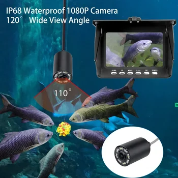 5-дюймовый эхолот Подводная камера для рыбалки 1080P HD камера с кабелем 20 м с подводной рыболовной камерой 8 ГБ для подледной рыбалки