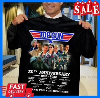 T0P Gun 36 лет 1986 2022 Спасибо за воспоминания Фирменная рубашка Забавные графические футболки Xs-5Xl Уличная одежда Все сезоны