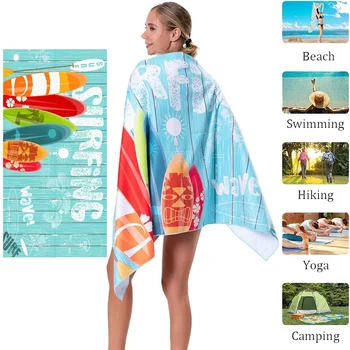 80x160 Быстросохнущее полотенце из микрофибры Пляжное полотенце с принтом Супер впитывающее полотенце для купания в бассейне идеально подходит для серфинга в бассейне