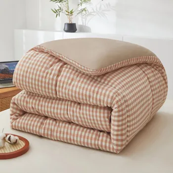 Японский стиль утолщает супер теплое одеяло для зимы удобное одеяло для двуспальной кровати 극세사이불 Двуспальный / Queen/King Size 겨울이불 구스이불