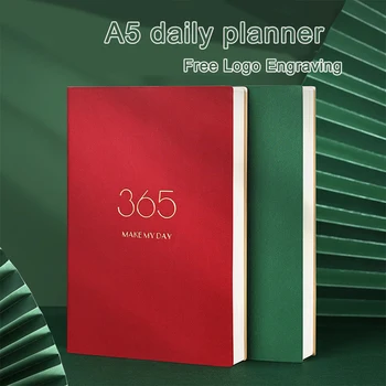 (бесплатная гравировка логотипа) Ежедневник формата A5, Дневник из мягкой искусственной кожи, 365-дневный сборник отрывков для студентов, Протоколы собраний