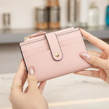 Женский ультратонкий карман с несколькими слотами для карт, минималистичный двойной зажим для кредитной карты, нулевой кошелек на молнии