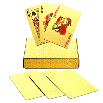 1 набор Красивые пластиковые золотые игральные карты Фольгированные кочерги Прочные водонепроницаемые карты Колода из золотой фольги Покеры из фольги Волшебные карты