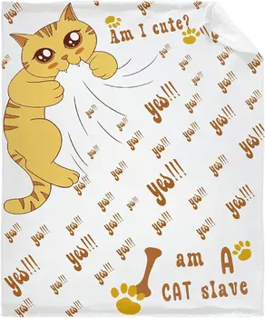 Одеяло I Am A Cat Slave Супер мягкое шелковистое фланелевое флисовое одеяло премиум-класса Легкое и теплое одеяло для кошек Всесезонное