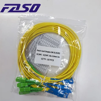FASO 50Pcs 1 метр волоконно-оптический патч-корд SC / APC-SC / UPC SX Core 3,0 мм Одномодовая перемычка G652D Желтый LSZH Куртка