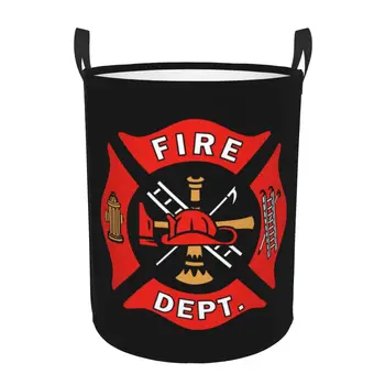  Пожарный Департамент Логотип Корзина для белья Складная Пожарный Пожарный Спасательная Игрушка Корзина Для Хранения Одежды Корзина Для Детей Детская Комната