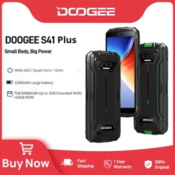 DOOGEE S41 Plus Прочный телефон 5,5-дюймовый IPS HD 13 Мп AI Тройная камера 8 ГБ ОЗУ (4 ГБ + до 4 ГБ ОЗУ) +128 ГБ ПЗУ 6300 мАч Телефон Android 13