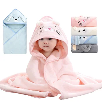 мультяшные детские банные полотенца для тела с капюшоном коралловый флис детский халат для новорожденных пеленки детские одеяла для девочек и мальчиков 80 * 80 см
