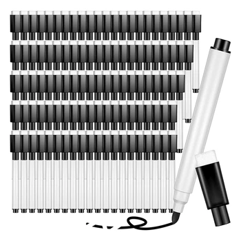 100 штук маркеры для сухого стирания Белая доска Черные маркеры для сухого стирания с резиновым колпачком Маркеры для сухого стирания с тонким наконечником