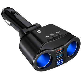 Bluetooth Автомобильный передатчик для автомобиля, MP3-плеер FM-передатчик с двумя USB-портами Громкая связь Звонки FM Аудио Музыкальный адаптер