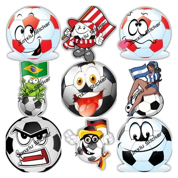 Забавный футбольный мяч лицо автомобильный бампер sticke знак миссия сердитый шокированный футбольный мяч эмоции мультяшные наклейки для автомобилей кемпер бампер