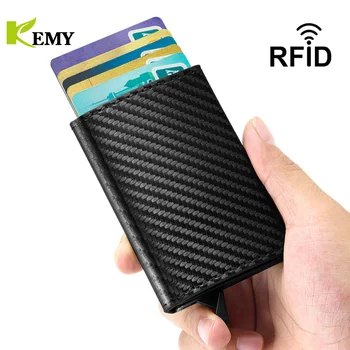  Держатель идентификационной карты RFID из углеродного волокна Подарочная коробка для банковских кредитных карт Многослотовый тонкий чехол для карт