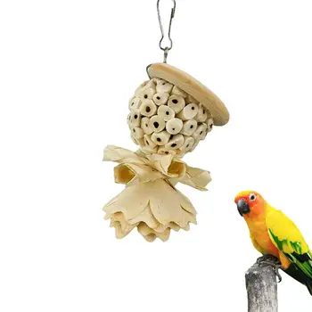 Bird Chew Toys Hang Натуральный деревянный попугай Жевательные игрушки для собирательства Bite Hang Toys Аксессуары для птичьей клетки для попугаев Корелла
