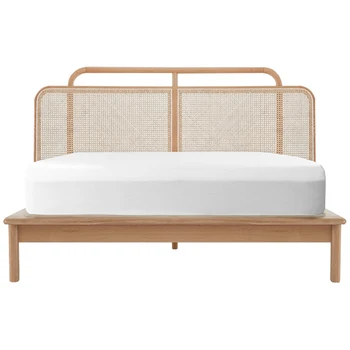 Скандинавский Instagram Японский стиль современная роскошная плетеная кровать из ротанга, домашняя двуспальная кровать, мебель для проживания в семье