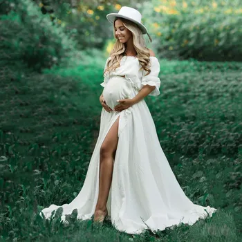 Хлопок Бохо Платье для фотосессии для беременных 2 в 1 Богемная беременная женщина фотография платье наряд