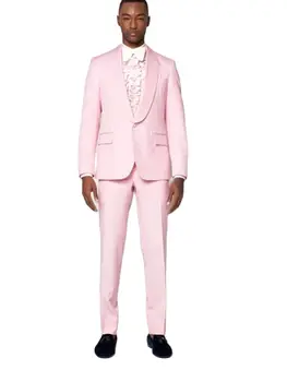 2022 Самые продаваемые розовые мужские костюмы комплекты для свадьбы 2 шт (пиджак + брюки + галстук)Повседневный стильный выпускной блейзер брюки для званого ужина