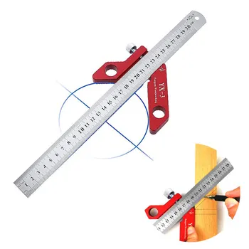  Центроискатель Многофункциональная XY-линейка Круговая центральная маркировка 45 ° 90 ° Скрайбинг Метр Метрический дюймдля деревообработки Измерительный инструмент Scribe