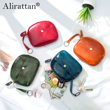Alirattan 2024 Новый натуральный масляный восковой кожаный кошелек для женщин Изысканный небольшой практичный тонкий чехол для ключей