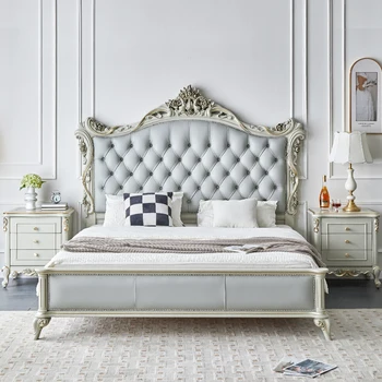 Современная королевская кровать Европейская двуспальная кровать размера 