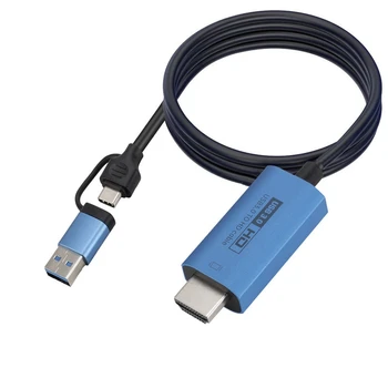 1 шт. Кабель-адаптер для телефона к телевизору, Тип C / Micro-USB на HDMI-совместимый адаптер Кабель для преобразования USB в HDMI Пластиковый