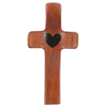Деревянный Маленький Крест Сердце Узор Крест Орнамент Церковь Ручной Крест Опора