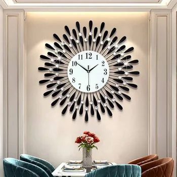 Crystal Sun Silent Wall Clock в современном стиле 38X38 см, 2020 Новый продукт Гостиная Офис Украшение стен дома