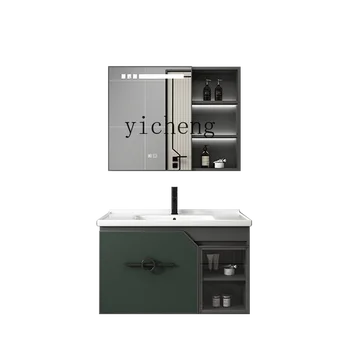 YY Алюминиевый шкаф для ванной комнаты Комбинированный умывальник для ванной комнаты с каменной плитой Встроенный керамический умывальник