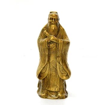 Коллекционные китайские конфуцианские медные резные украшения Статуя Будды Конфуция Конфуций Фэн-шуй Аксессуары для украшения дома