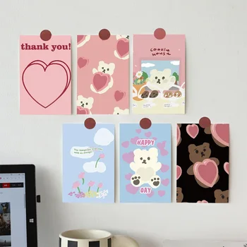 Наклейка на стену с мультяшным медведем в корейском стиле, украшение общежития, декоративные наклейки на открытки для съемки, декоративный материал для стен, 10 шт.