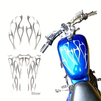  Мотоцикл Серебряные Наклейки Пламя Водонепроницаемые Наклейки Для Мотоцикла Бак Для Honda Shadow VT750 Универсальные Мото Аксессуары
