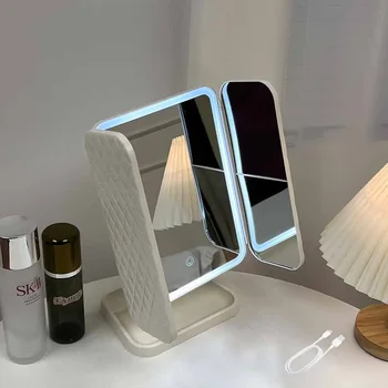 Светодиодное зеркало для макияжа Ручное складное зеркало для туалетного столика Прямоугольное ручное Espejo Cuerpo Entero Декор комнаты Эстетика