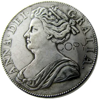 Великобритания 1707 1 Крона Анна Посеребренная Копия Монета Буква Край