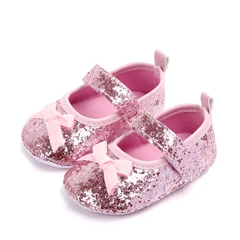 Bling Baby Girl Обувь Свадьба Крещение Princess Детская обувь с носками Противоскользящая мягкая подошва Newborn First Walkers Toddler Shoes