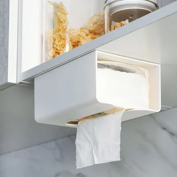  Коробка для держателя туалетной бумаги без перфоратора Водонепроницаемое хранение Стойка для хранения туалетной бумаги Бумажное полотенце Кухонная ванная комната Коробка для хранения