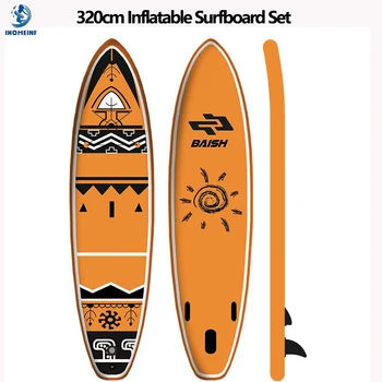 Новый 3,2 м Надувная доска для серфинга Индийская тема Доска для серфинга Набор для серфинга с веслом Surf Fin Спиральный поводок Надувной