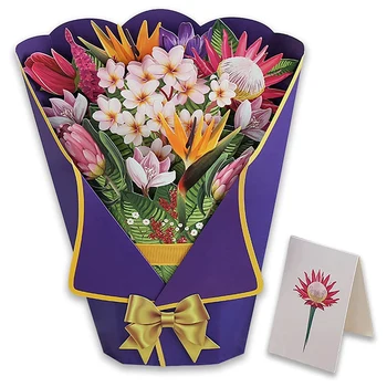 Цветы Букет -Вверх Открытки 3D Бумажные Цветы Букет С Открыткой Для Заметок И Конвертом Поздравительная Открытка Ко Дню Святого Валентина