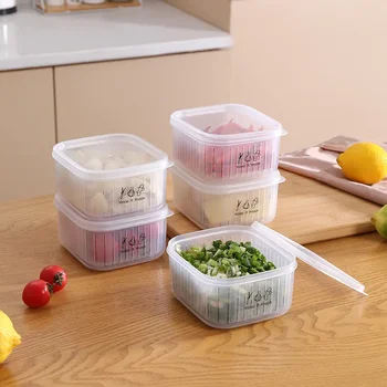  Коробка для хранения свежих продуктов Бытовой холодильник Ящик для хранения фруктов и овощей Кухонный слив Хранение с крышкой