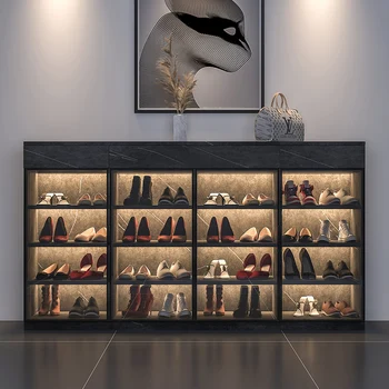 Скандинавский шкаф для обуви из массива дерева, легкая роскошь, минималистичный входной шкаф, простой шкаф для обуви большой емкости, шкаф для хранения