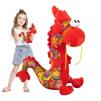 счастливый дракон плюшевый китайский дракон с цветочным узором мягкий чучело животного талисман дракон зодиак плюшевая фигурка игрушка новогодний декор