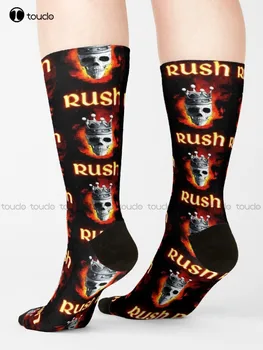 Rush была канадской рок-группой Носки Мужские спортивные носки Симпатичный узор Смешная осень Лучший мультфильм Harajuku 360° Цифровая печать Искусство