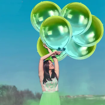 6 шт. 4D большой градиент зеленый круглый алюминиевый фольга воздушные шары градиент желтый и зеленый воздушные шары детские шоу зеленые украшения для вечеринок