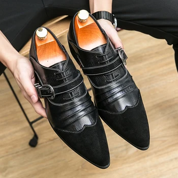 Мужская обувь на высоком каблуке Черный Chelsea Кожаная обувь Бренд Вечеринка Выпускной Обувь Роскошный Модный Дизайнер Бизнес Парикмахерская Обувь Серый