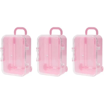 Новый 3X Розовый мини-роликовый дорожный чемодан Коробка конфет Индивидуальность Креативная свадебная коробка конфет Багажная тележка Чехол Конфеты Игрушка