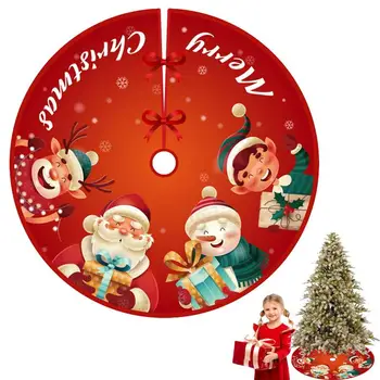 Юбка рождественской елки Красная рождественская елка Коврик Украшения для вечеринки с 2 красными узлами для создания рождественского настроения для домашней вечеринки