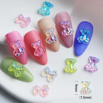 30 шт./мешок Аксессуары для ногтей Мини Kawaii Bear Рождественские украшения Aurora Горный хрусталь для ногтей 3D Nail Supplies For Professionals